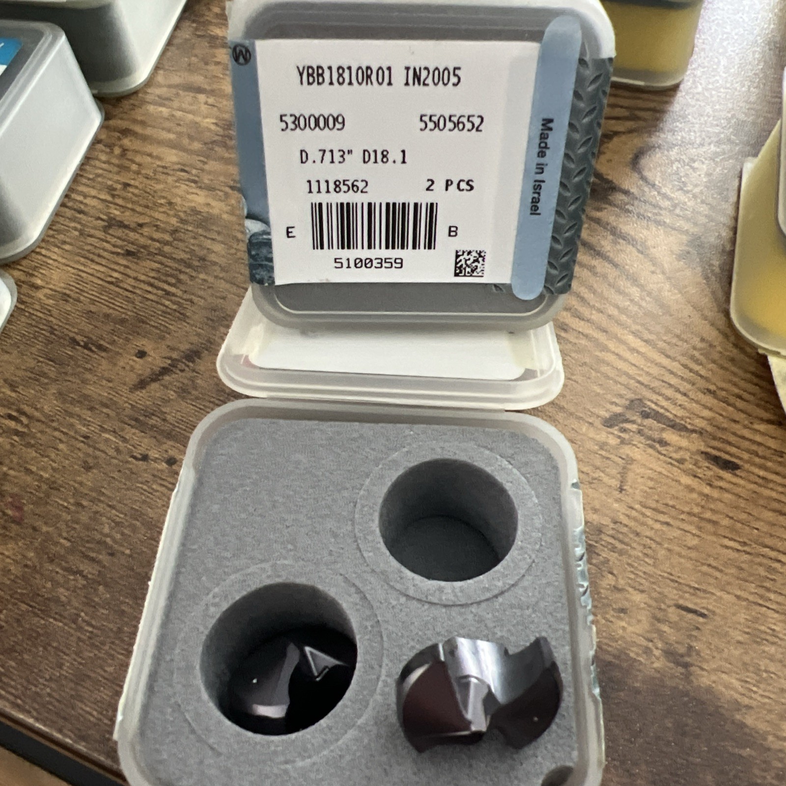 INGERSOLL Carbide Drill Tip Insert YBB1810R01 IN2005 .713. 18.1mm (2 Pcs)