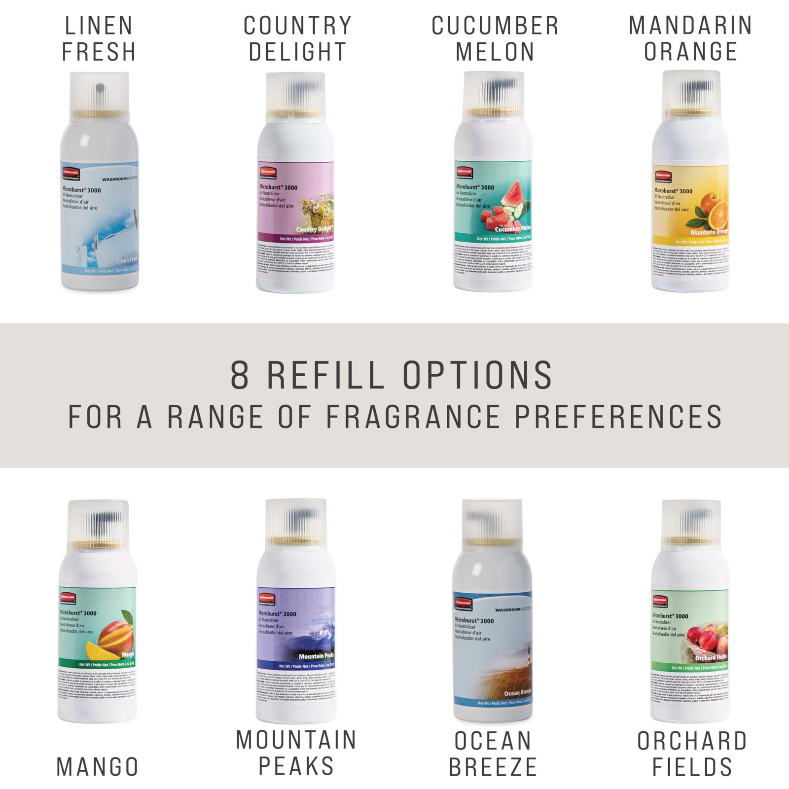 Aerosol Air Freshener Refill Ocean Breeze Microburst 3000 Rubbermaid Commercial