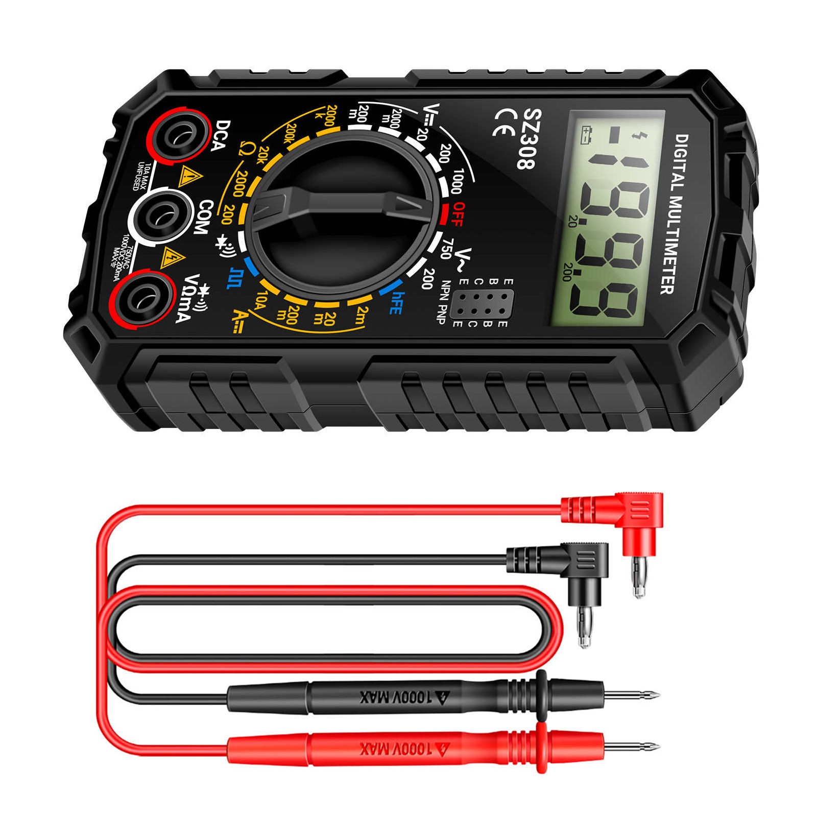 Multimeter Tester for AC DC Voltage DC Current Resistance and Transistor Check