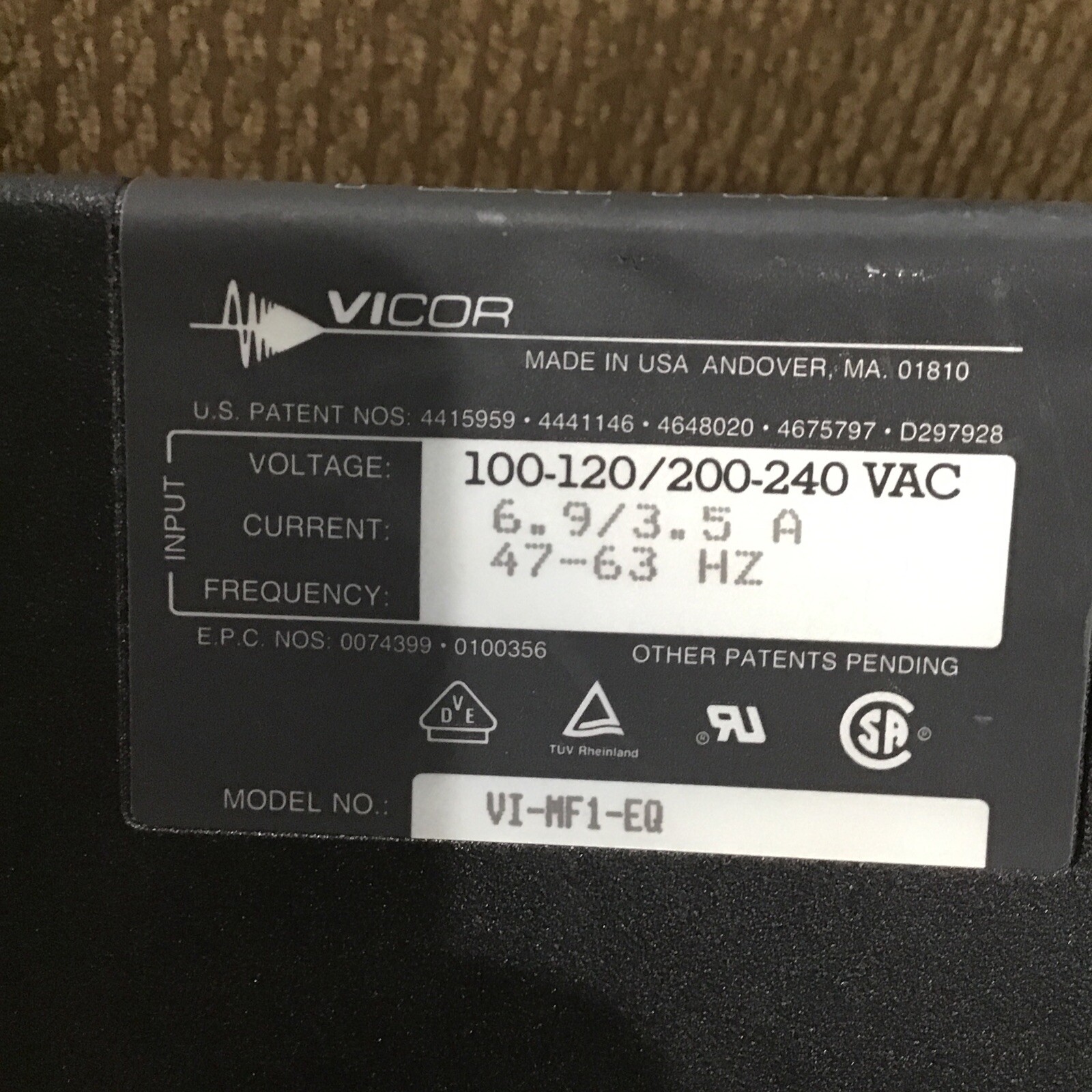 VICOR VI-MF1-EQ 100-120/200-240V POWER SUPPLY! Flat Pac. Fast Shipping