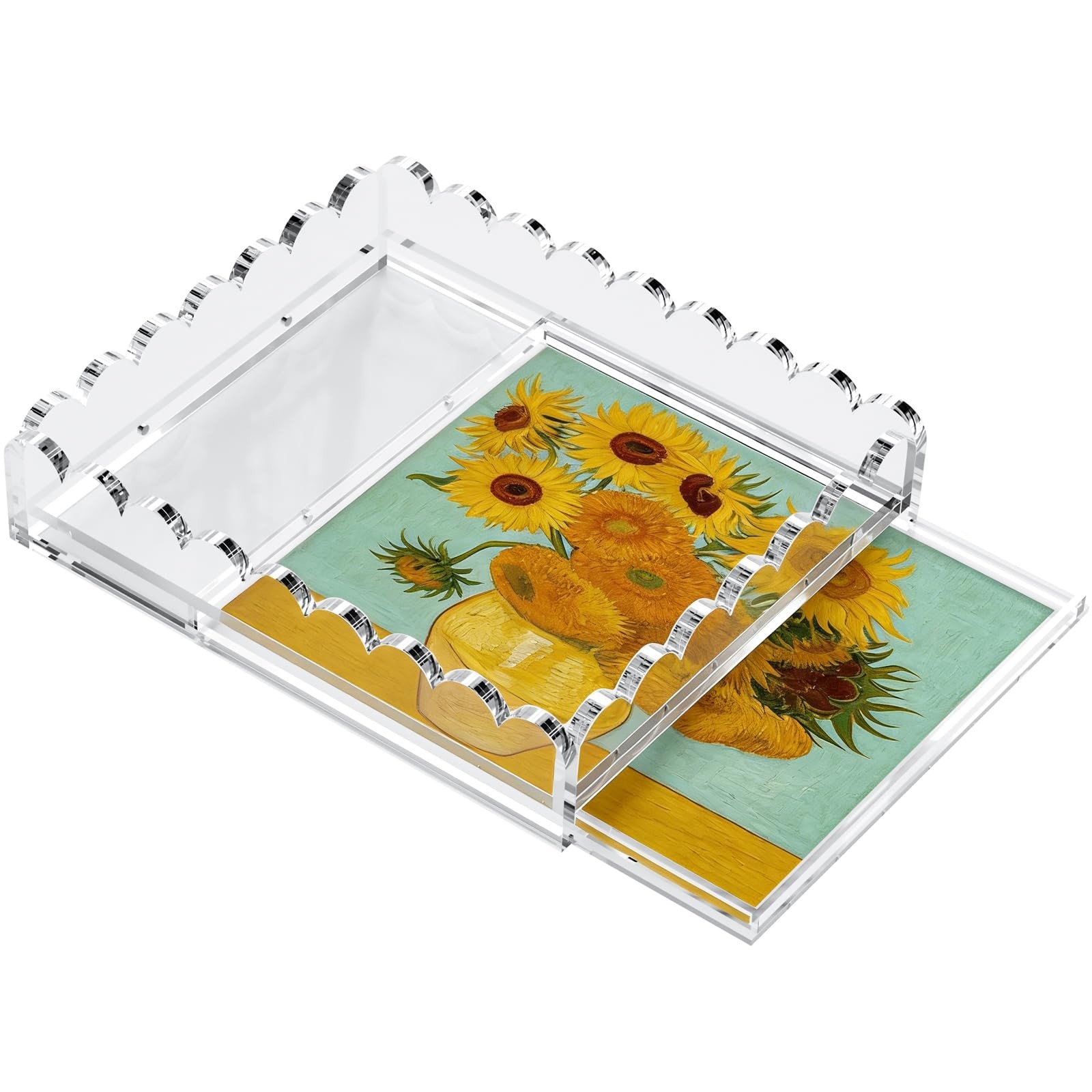 Scalloped Acrylic Tray for Needlepoint, 10″ x 12″ Clear Acrylic Display Tray …