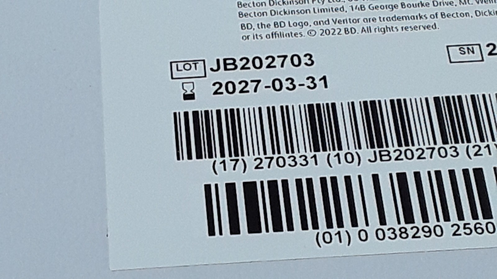 BD Veritor Plus REF 256066 EXP 2027