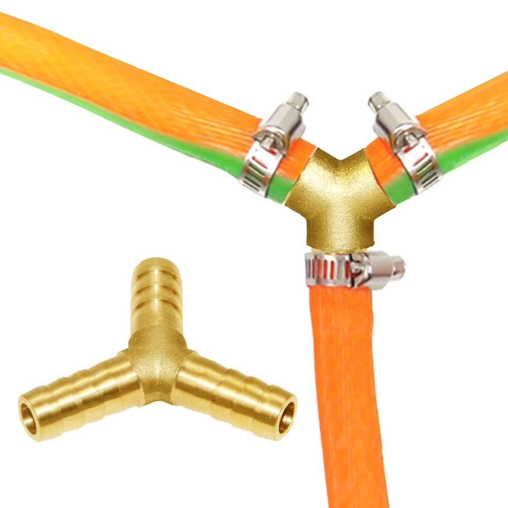 Joywayus 3/8 Hose Barb Y Shaped 3 Way Union Fitting Brass for Water Fuel Air