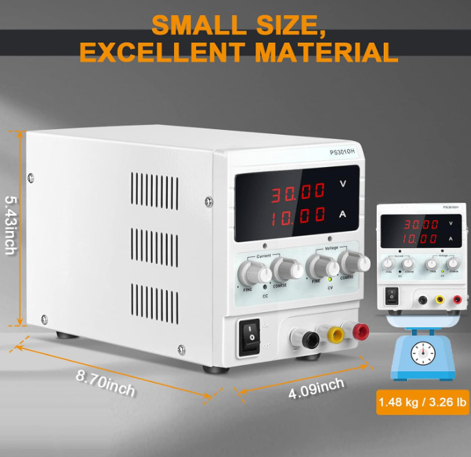 Fuente de alimentación de CC variable, 0-30 V, 0-10 A, ajustable, para laborator