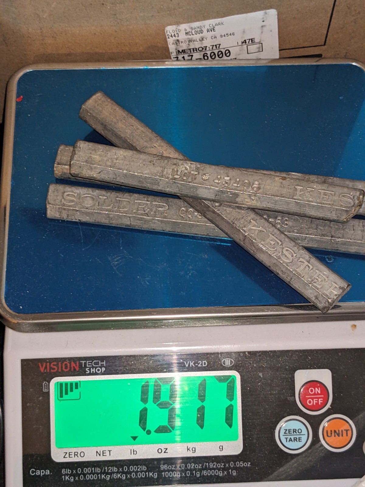 4 pieces of 1.9 Lbs Kester SN 63 Pb 37 Tin Lead Solder Bars