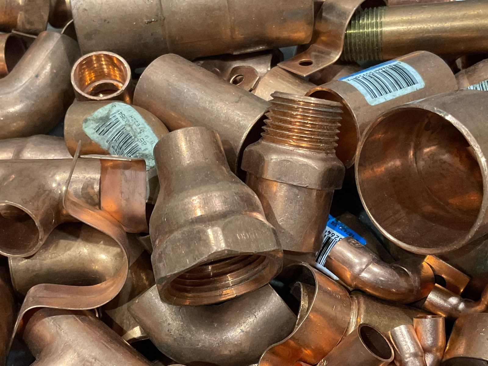 Mixed Plumbing Lot of Nibco Copper Sweat Fittings [Elbows Tees Caps] & Other