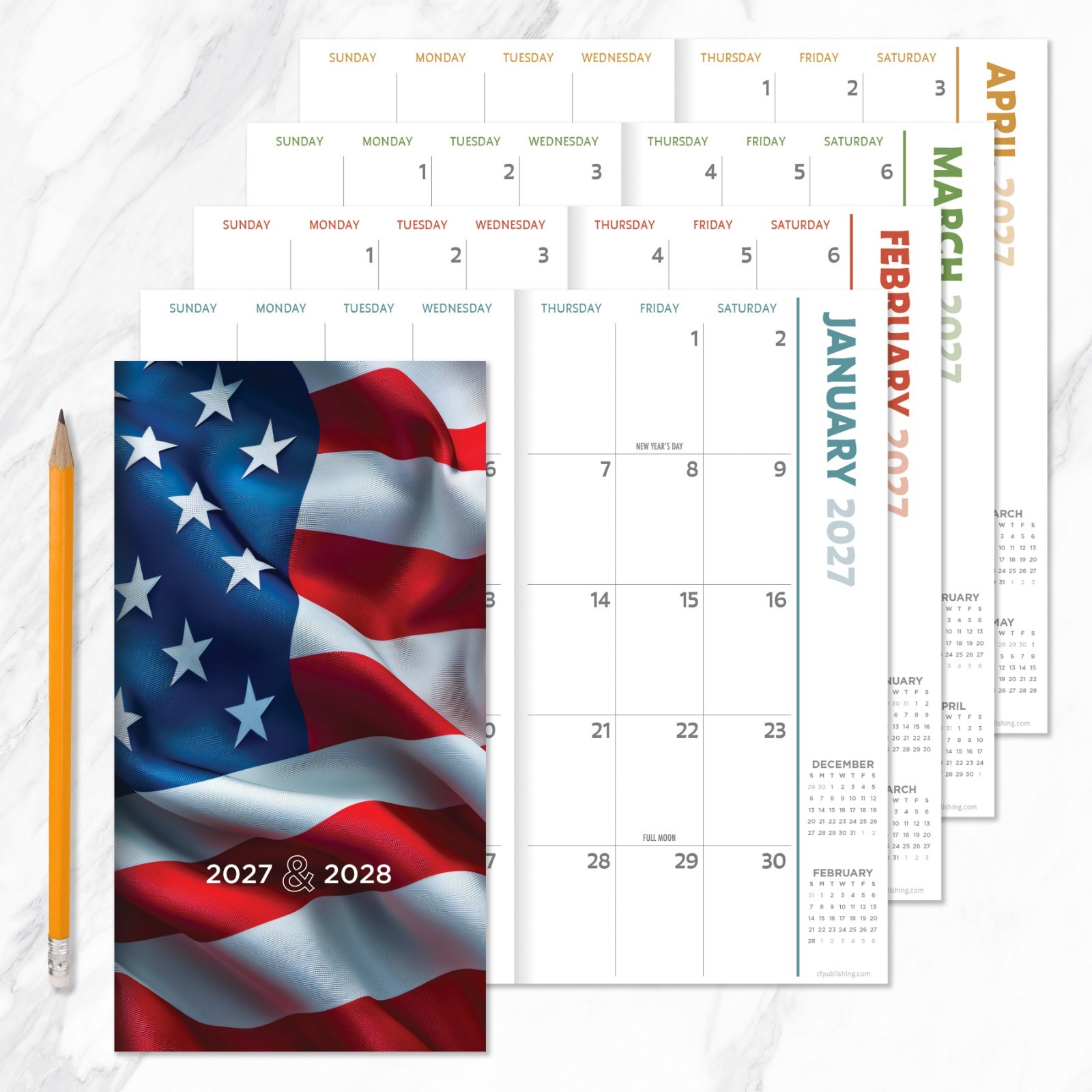 2027-2028 Flag Small Monthly Pocket Planner