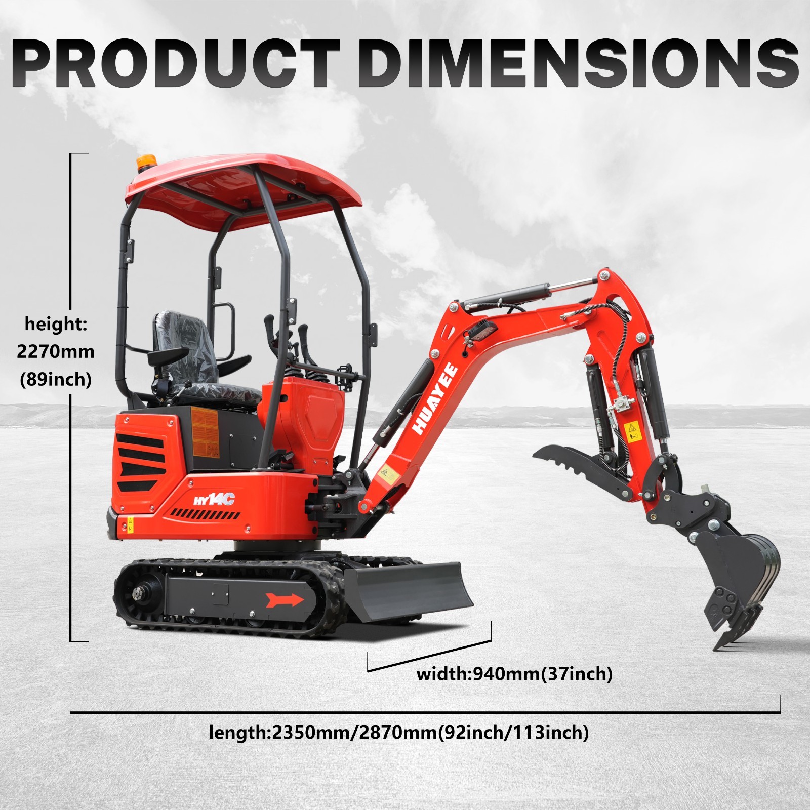 Mini Excavator 1 Ton 1.4Ton Digger 13.5hp Gas Tracked Crawler B&S EPA Engine.