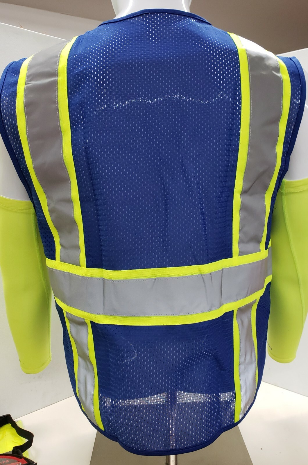Two Tone Hi Visibility Reflective BLACK OR BLUE Safety Vest (X-Small to 2XL)