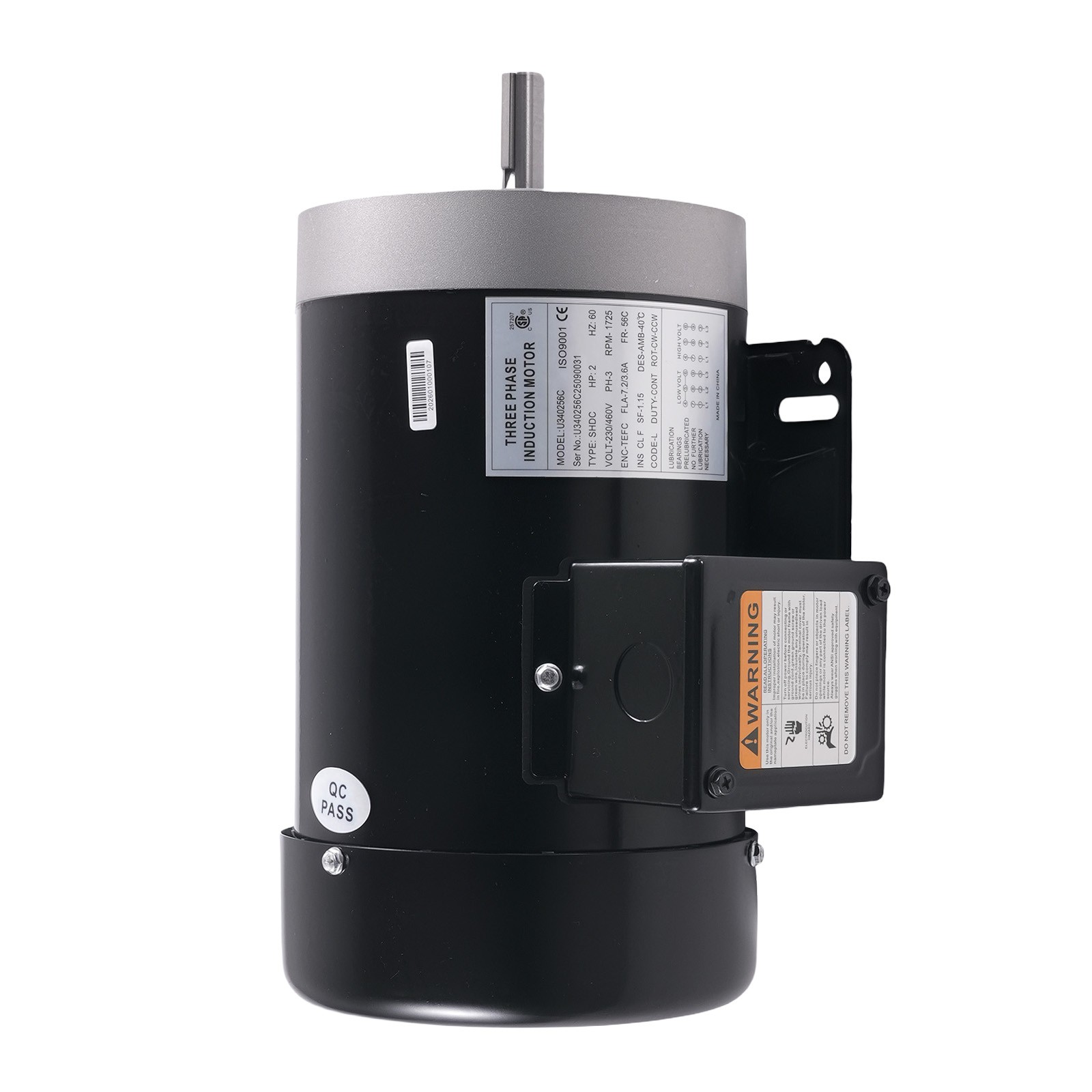 2 HP Electric Motor Three Phase 56C Frame TEFC 208-230/460 Volt 5/8″ Shaft