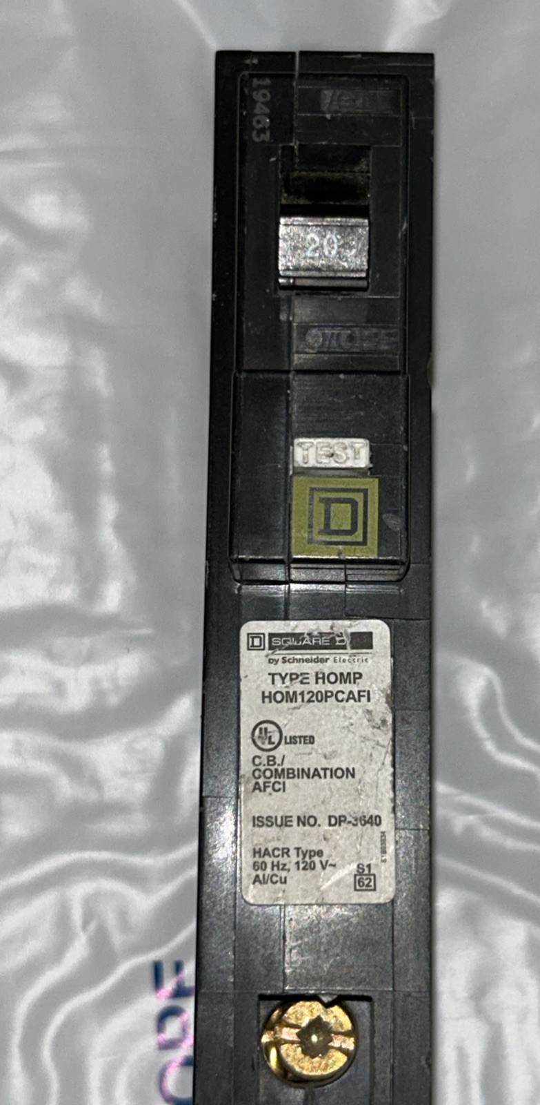 x1 – Square D HOM120PCAFI 20A 120V 1 Pole AFCI Combo Arc Fault Breaker NICE!