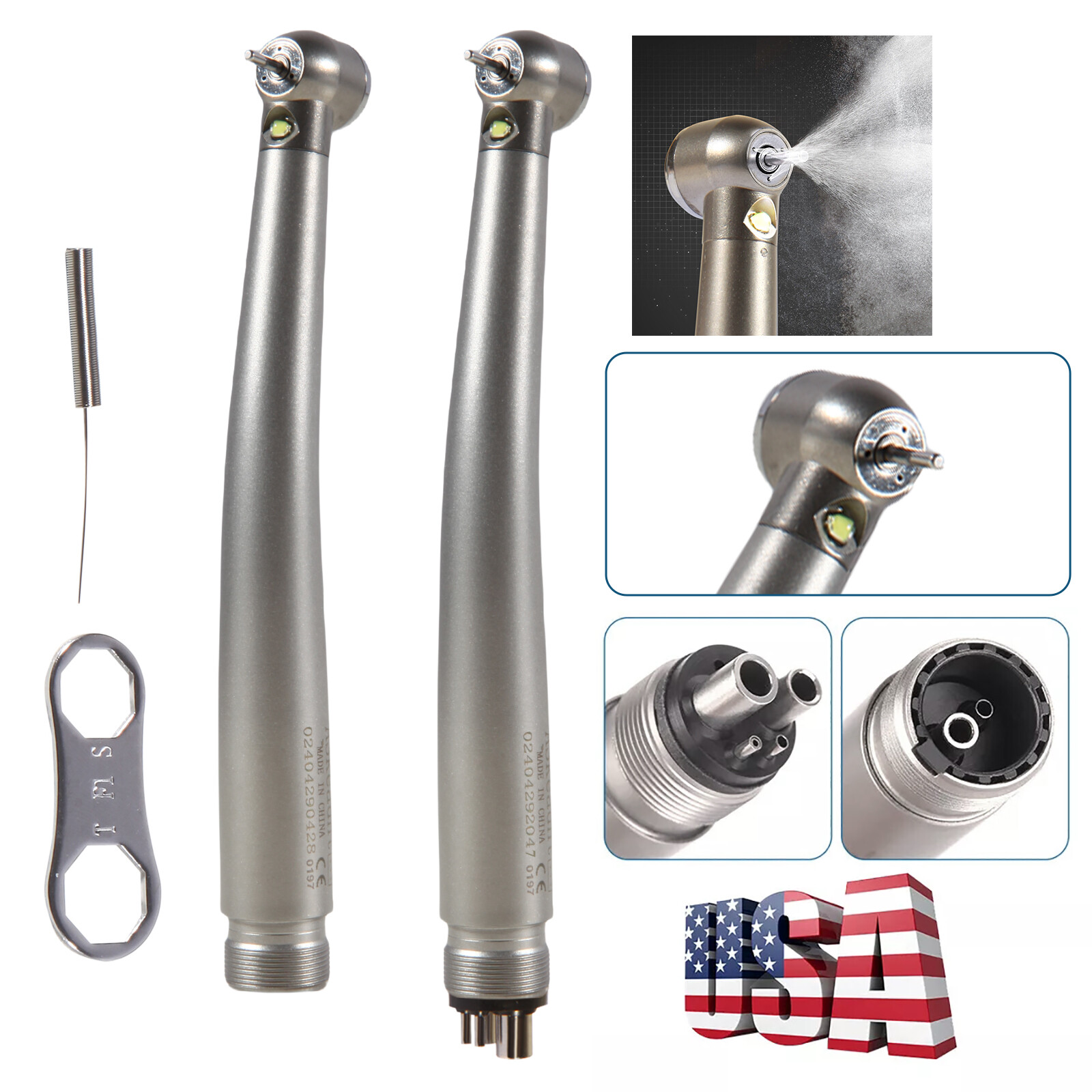 Factory Price Dental LED High Speed Handpiece 3 Water Spray 2 4 Hole Air Turbine