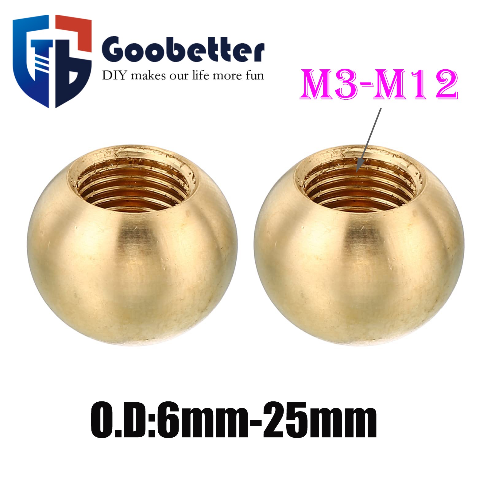Brass Thread Ball Nut With Copper Thread Balls M3 M4 M6 M10 M12 Diameter 6-25mm