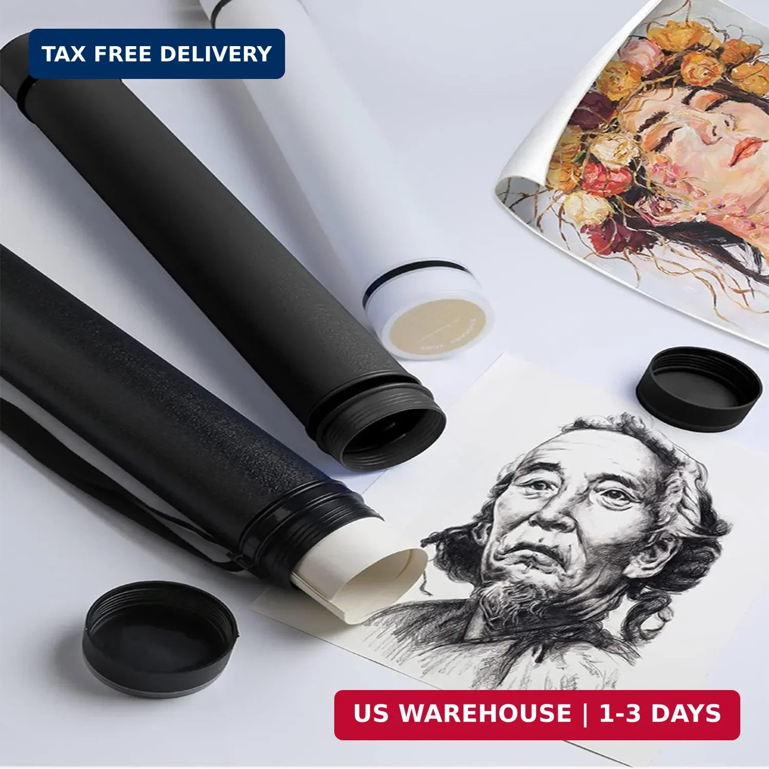 Poster Tube with Strap,2Pack Expandable Poster Storage Tubes Expand from 24.5″ t