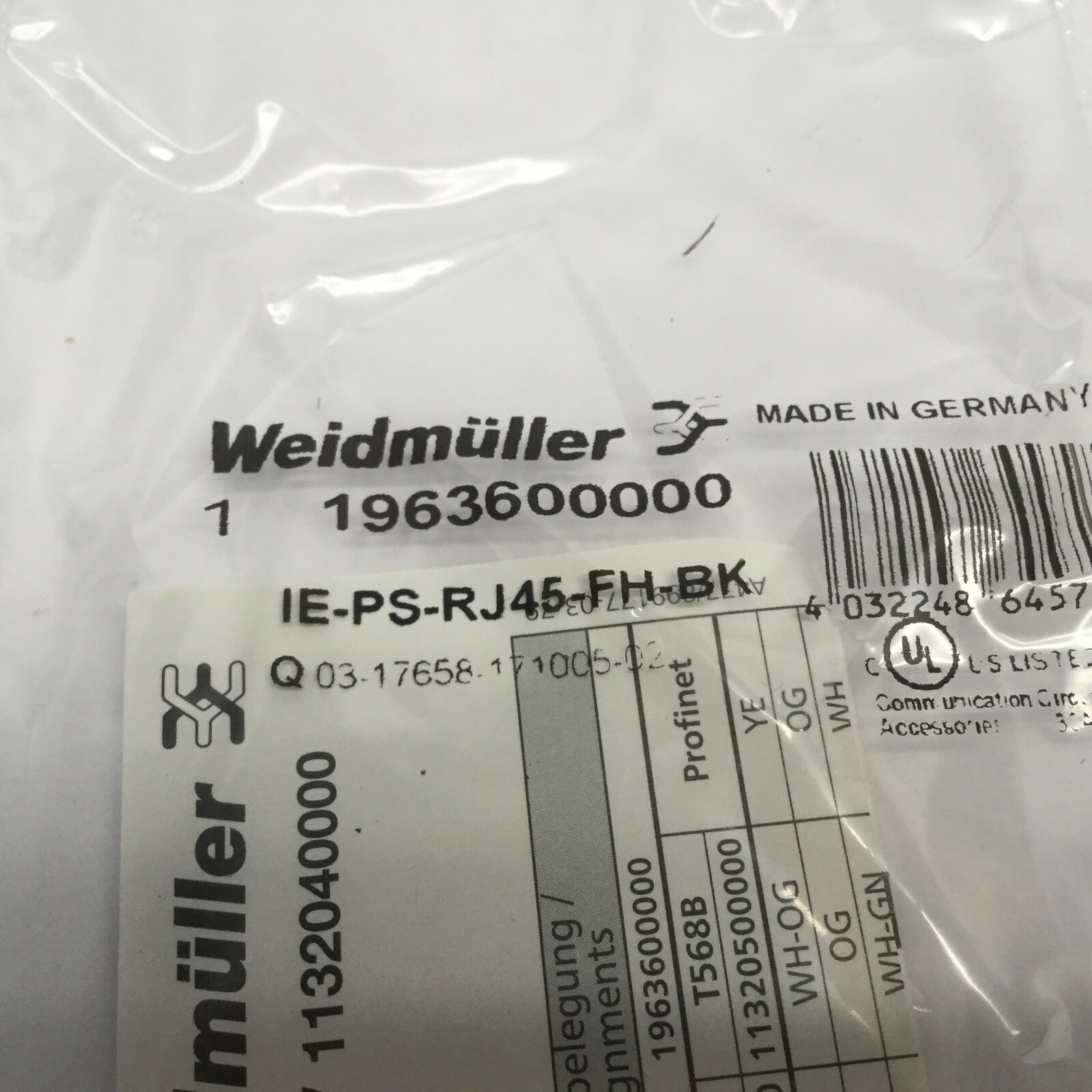 Weidmuller 1963600000 Modular Connector IE-PS-RJ45-FH-BK