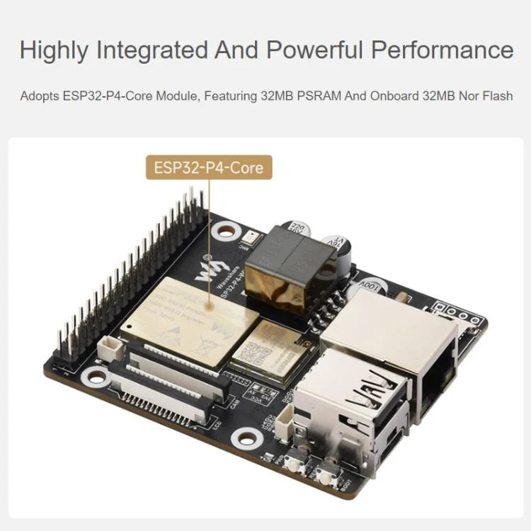 WAVESHARE ESP32-P4-WIFI6-POE-ETH Development Board Supports Power Over Ethernet
