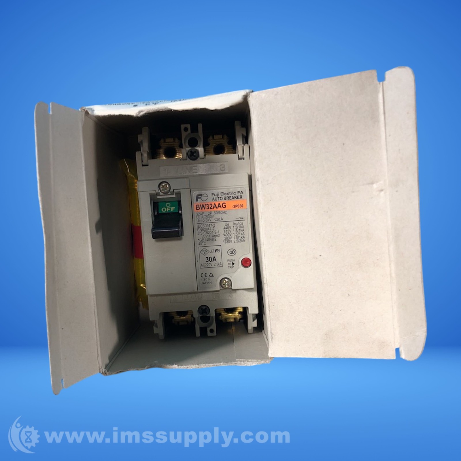 Fuji BW32AAG-2P030 Hydraulic Magnet Circuit Breaker, 2 Pole, 30A FNOB