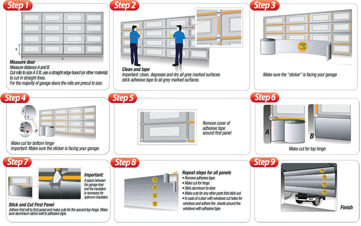 REFLECTIVE R8 BLACK POLY-FOAM GARAGE DOOR INSULATION KIT 2 CAR 16×7 16×8 (4 ROW)