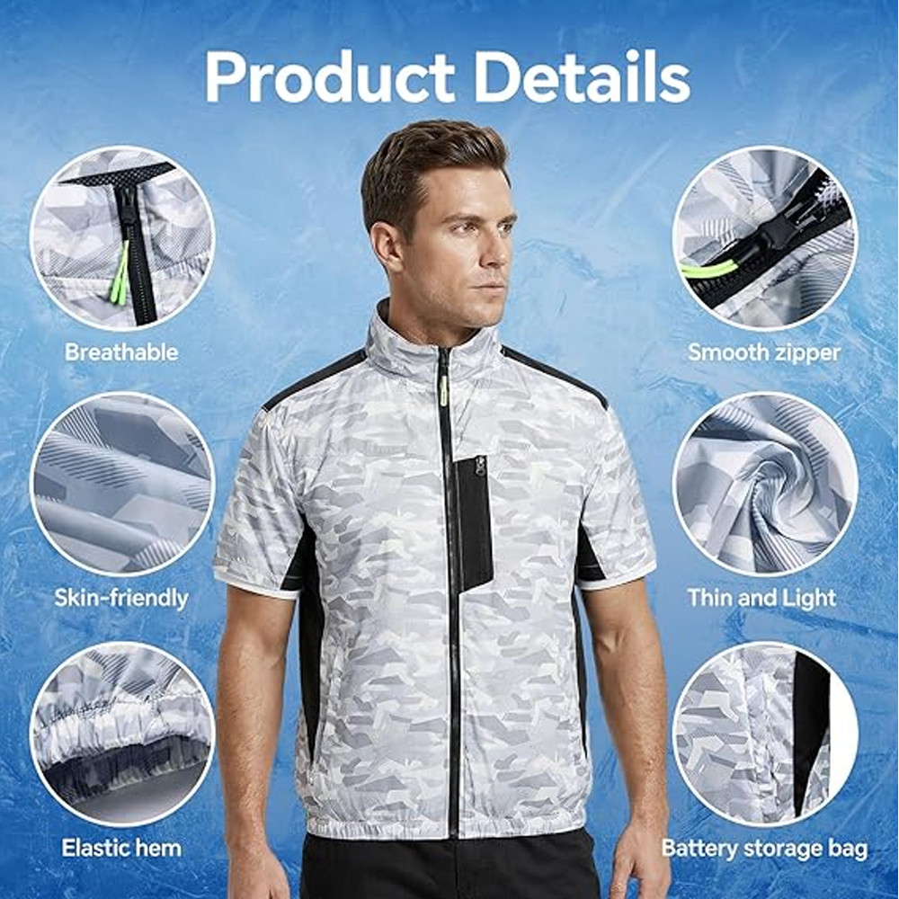 Cooling Vest Jacket w 4 Fans 20000mah Battery Pack Air Conditioner Vests Jacket