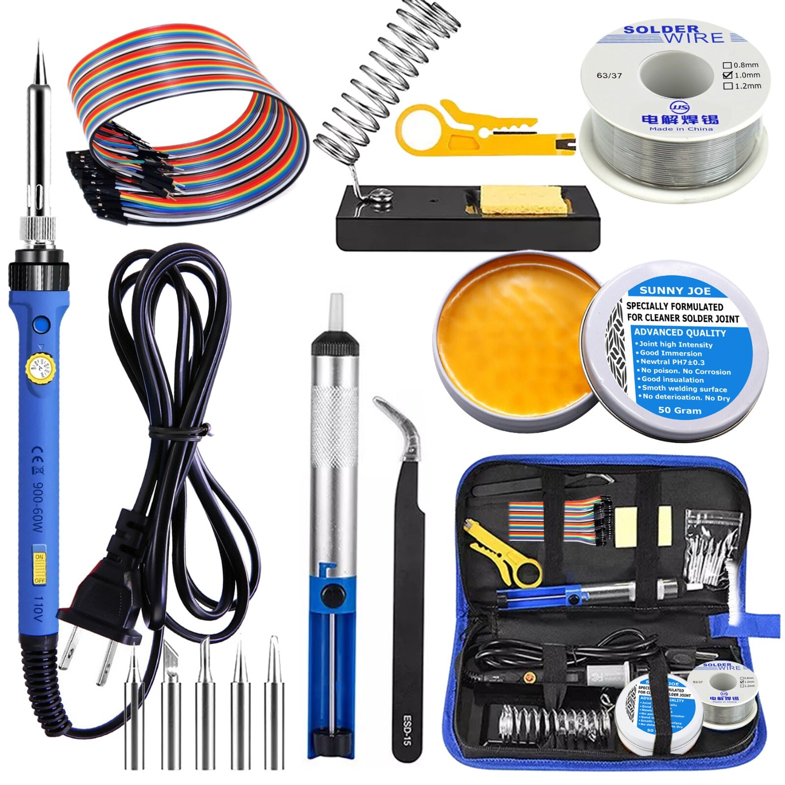 Soldering Iron Flux Paste Pump Wire Tips Holder Combo SMD BGA Electronics