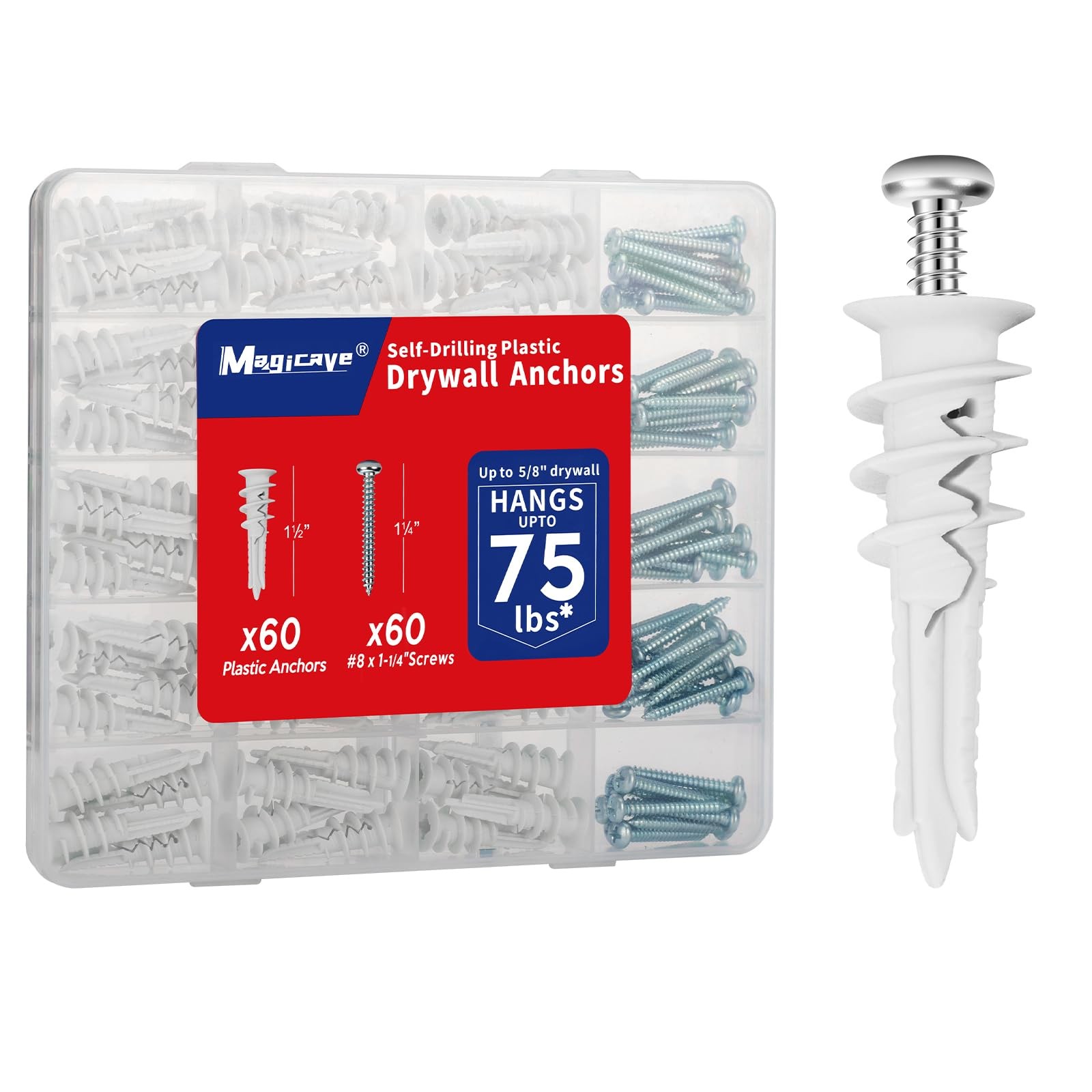 Self Drilling Drywall Anchors with Screws Kit 120 Pcs, No Pre Drill Required,…