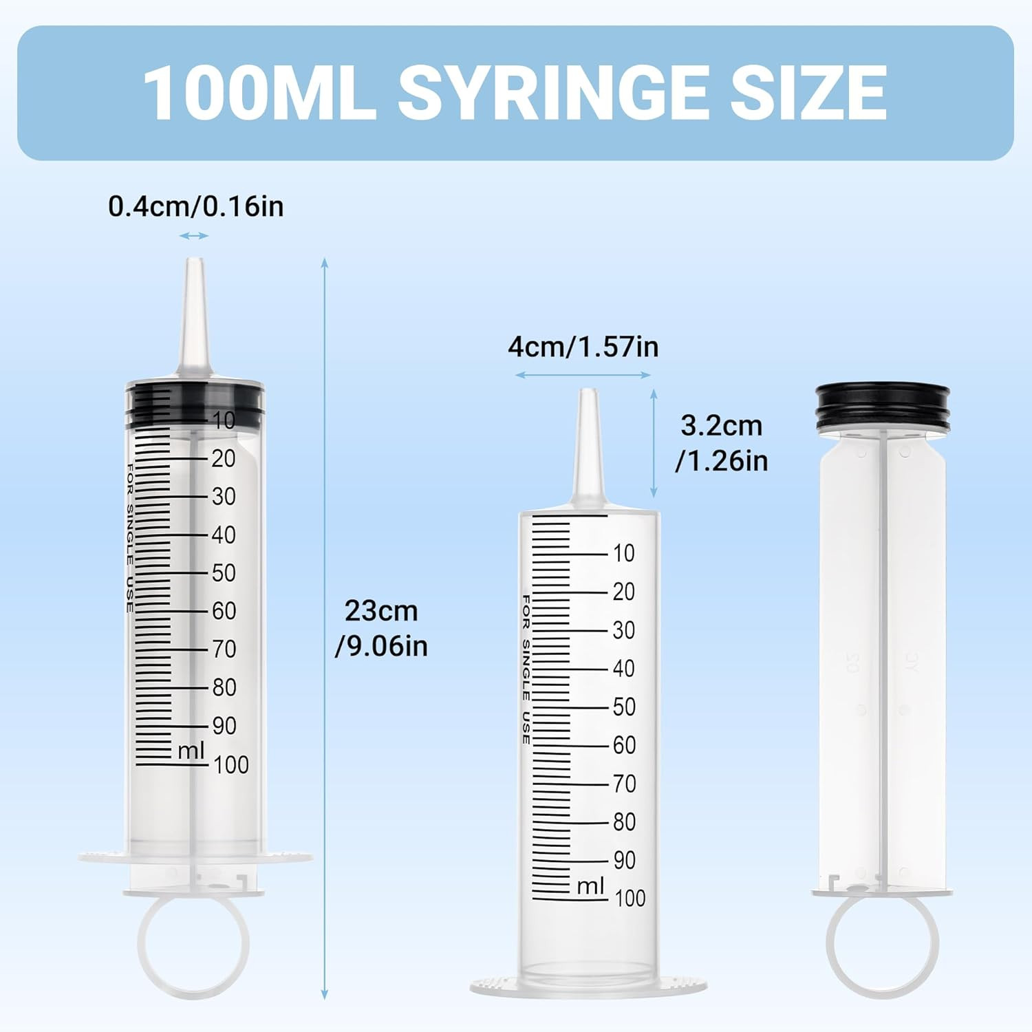 100ml Large Syringe, Plastic Syringes for Liquid with Tip Adapter, Epoxy Syringe