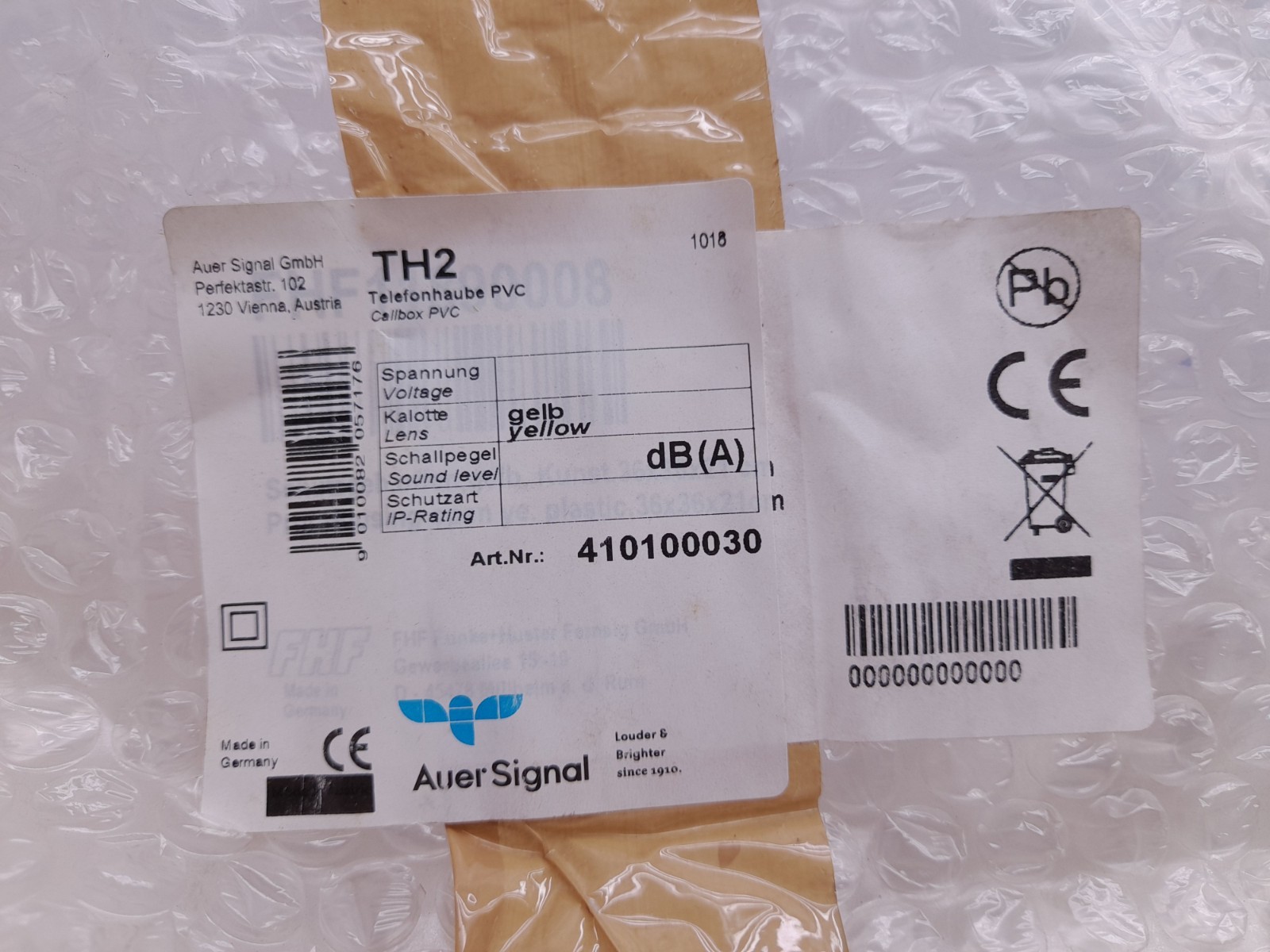 Auer Signal 410100030 gelb yellow Telephone Sound Protection Hood TH2