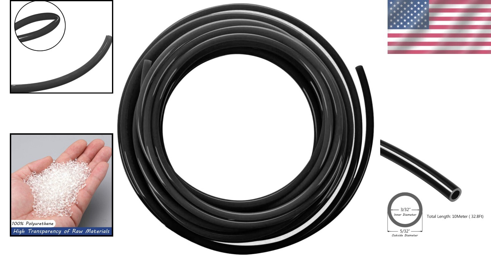 High-Performance 32.8ft Pneumatic Tube Hose 5/32″ OD for Versatile Applications