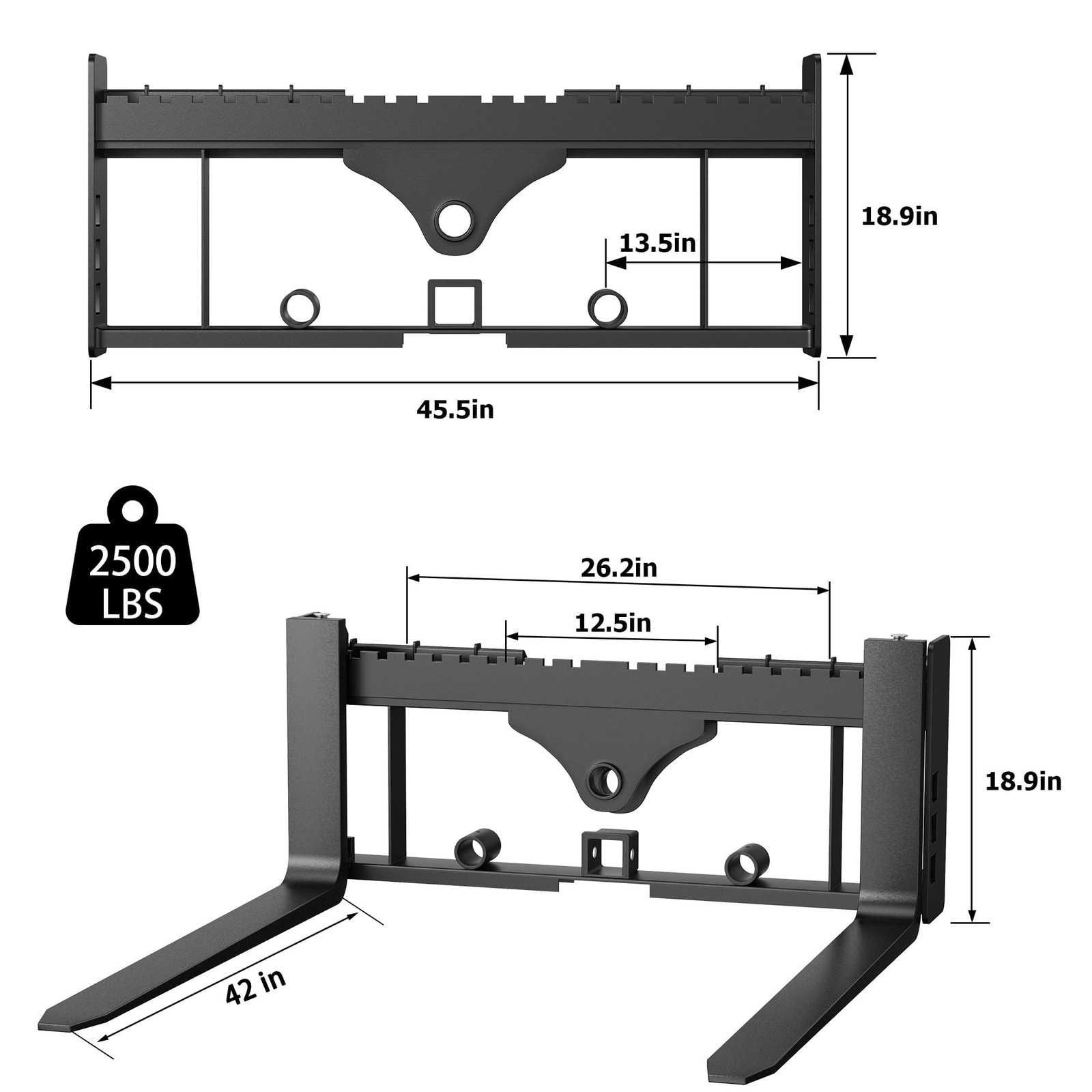 45″4000lbs Skid Steer Pallet Fork Frame W/42″Pallet Forks Forklift Blades,Tracto
