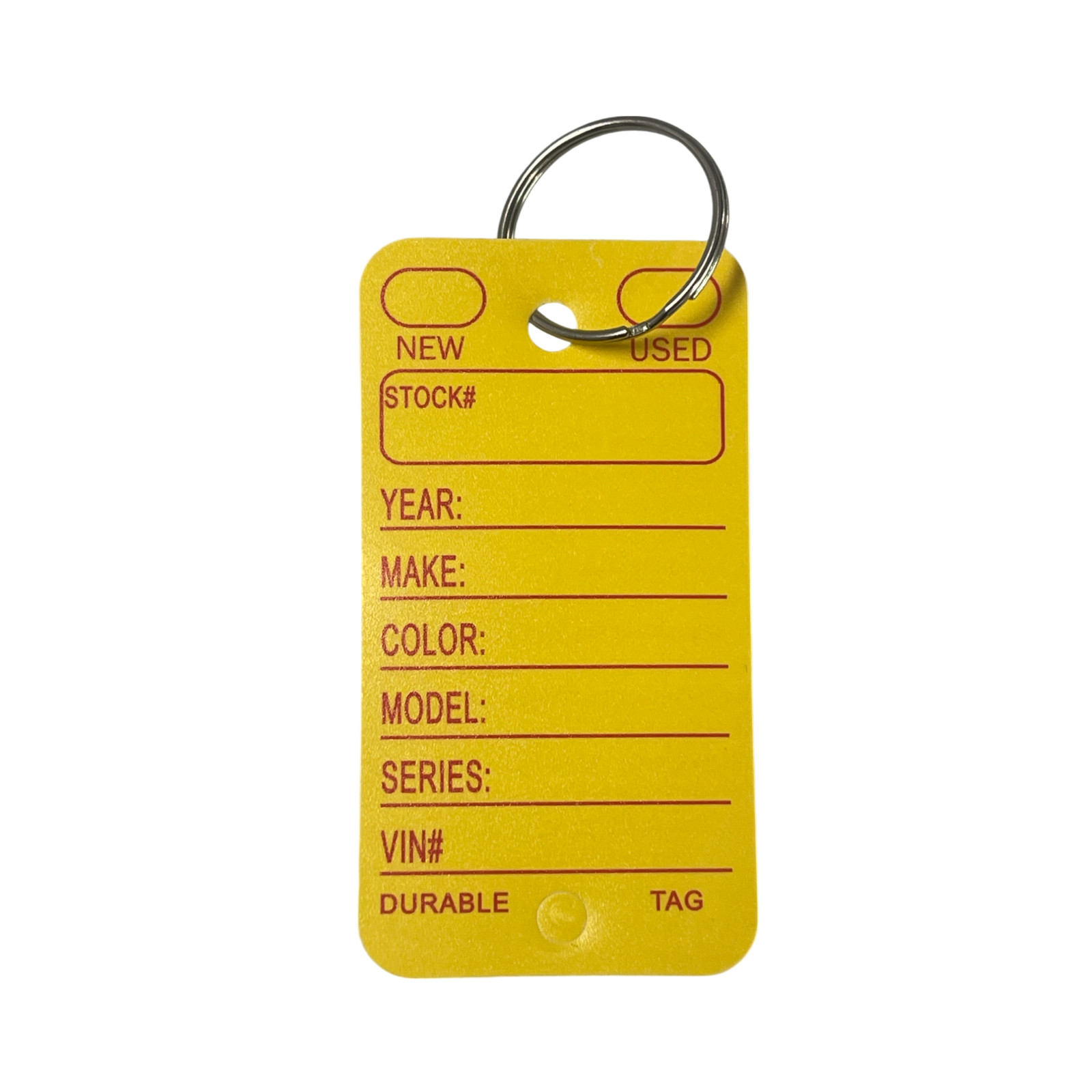 Car Dealer Key Tags Tough Poly Rigidene Style Survivor Style Yellow Tags 100-600