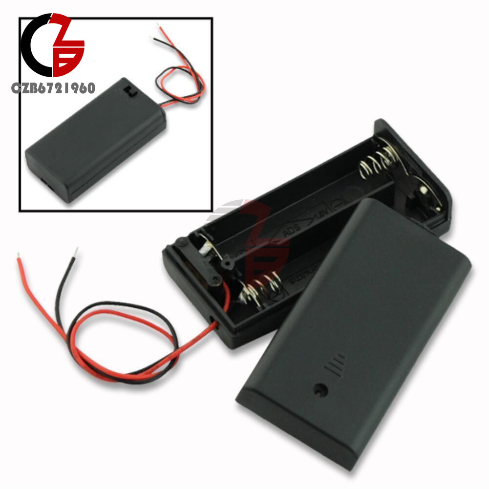 1/2/5PCS AA 2A Battery Holder Box Case with ON/OFF Switch Cover for 2AA Battery