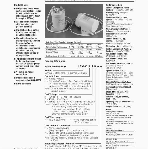 1PC New For 4-1618388-6 Contactor LEV200ANAF (horizontal) LEV200A5NAA (vertical)