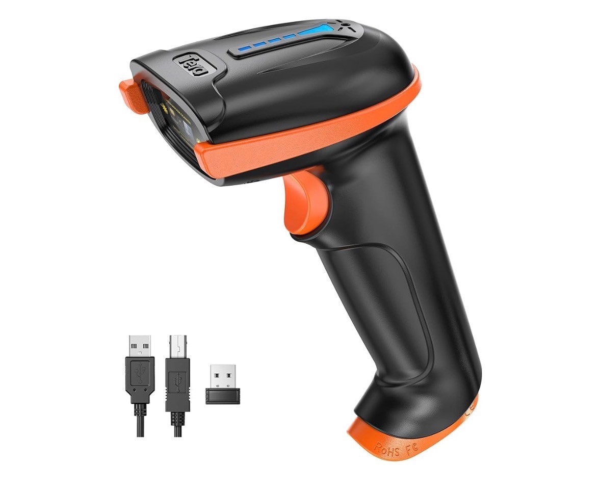 Tera Barcode Scanner Wireless 1D Laser Cordless Barcode Reader USB 5100 Orange