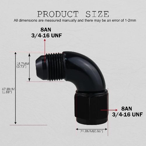 Male to Female Swivel 90 Degree Full Flow Fitting Adapter Coupler Aluminum Black