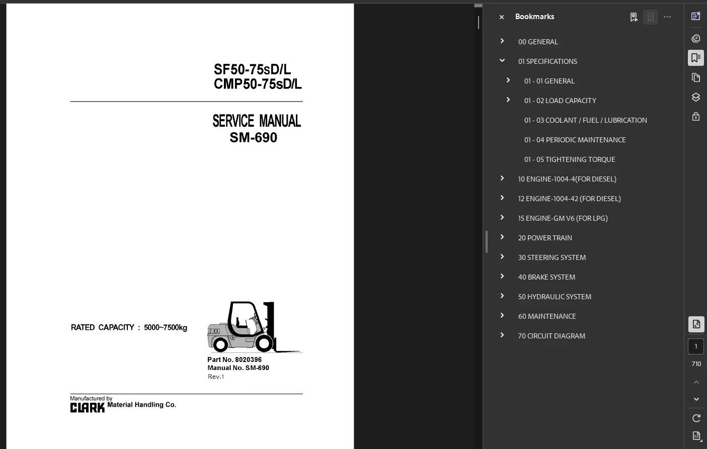 CLARK CMP50L FORKLIFT OPERATORS SERVICE REPAIR SHOP MANUAL PDF ON USB