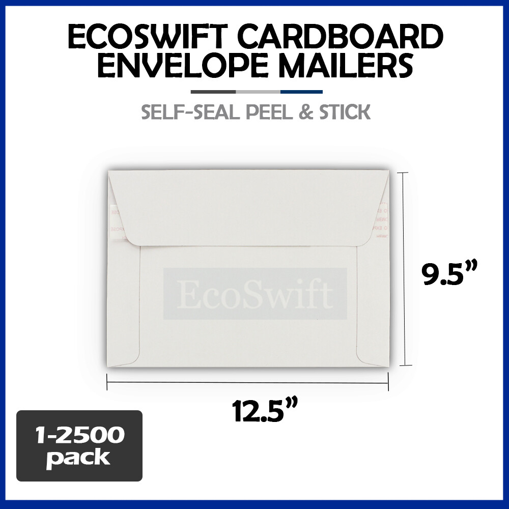 1-2500 12.5 x 9.5 EcoSwift Self Seal Photo Ship Flats Cardboard Envelope Mailers