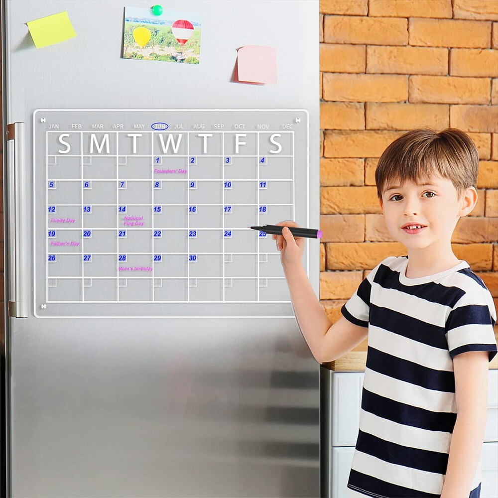 17×12 Fridge Acrylic Magnetic Calendars Dry Erase Month Week Daily Planner Board