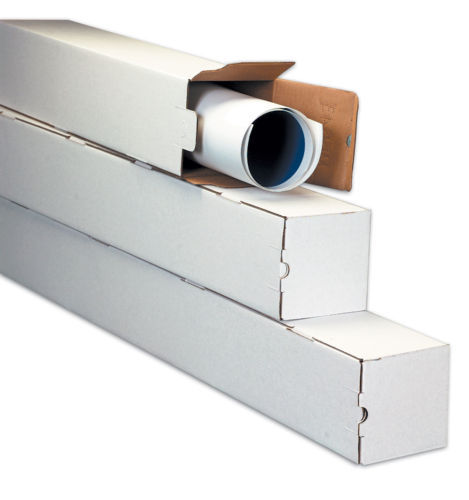 50 – 5 x 5 x 12 White Corrugated Square Mailing Tube Shipping Storage Tubes