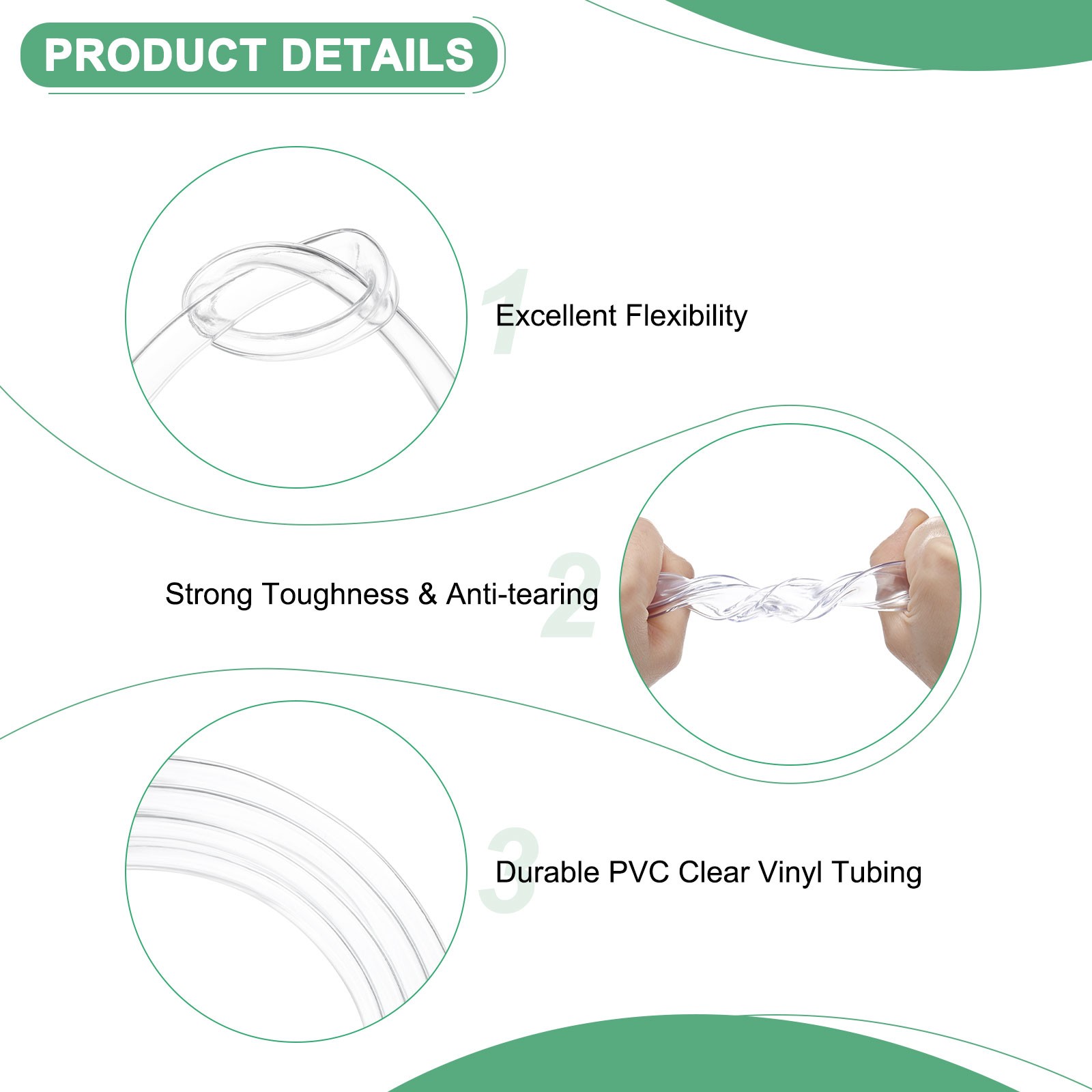 Clear Plastic Tubing, 0.32Inch(8mm) ID 0.43Inch(11mm) OD, 10ft(3.0m) Length