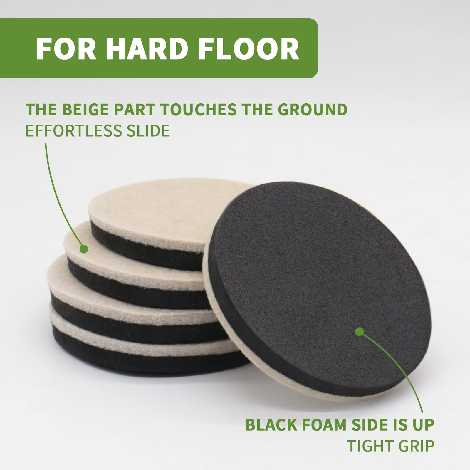 COVERCORNER Felt Furniture Sliders for 8 PCS 3 1/2» Beige, Beige+black