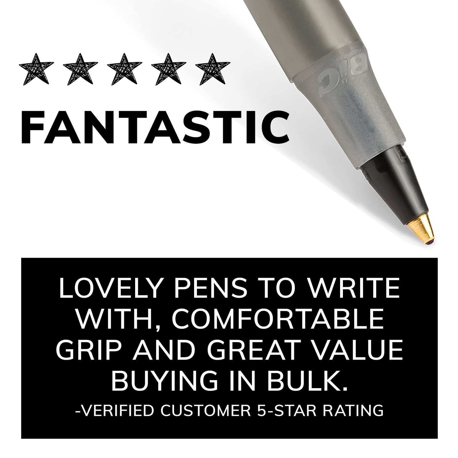BIC Round Stic Xtra Life Black Ballpoint Pens, Medium Point (1.0mm), 500-Count