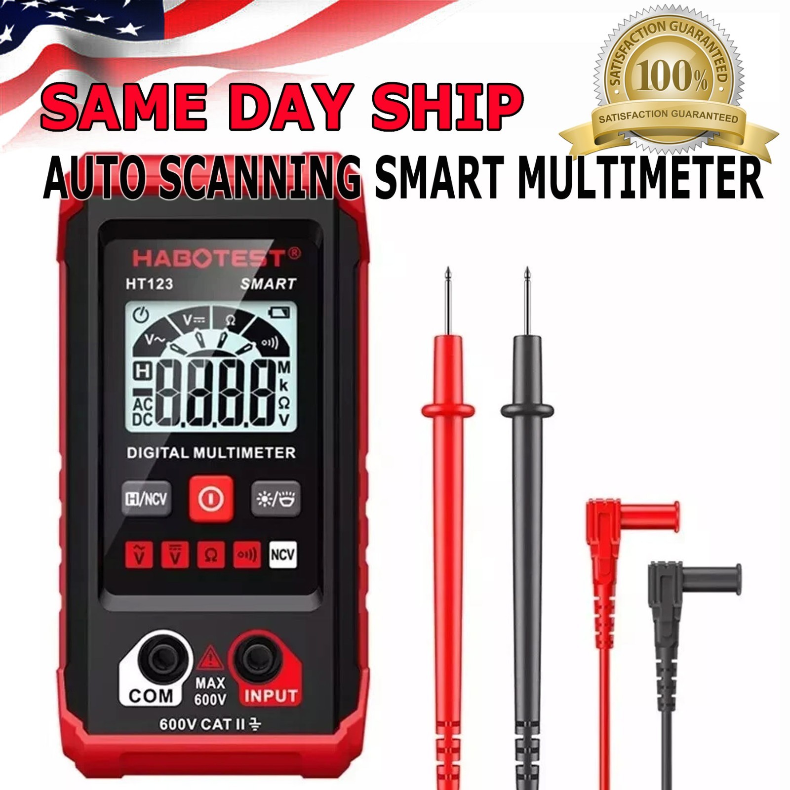 AUTO Scanning Digital Multimeter Smart Voltmeter Ohmmeter AC DC Meter Tester