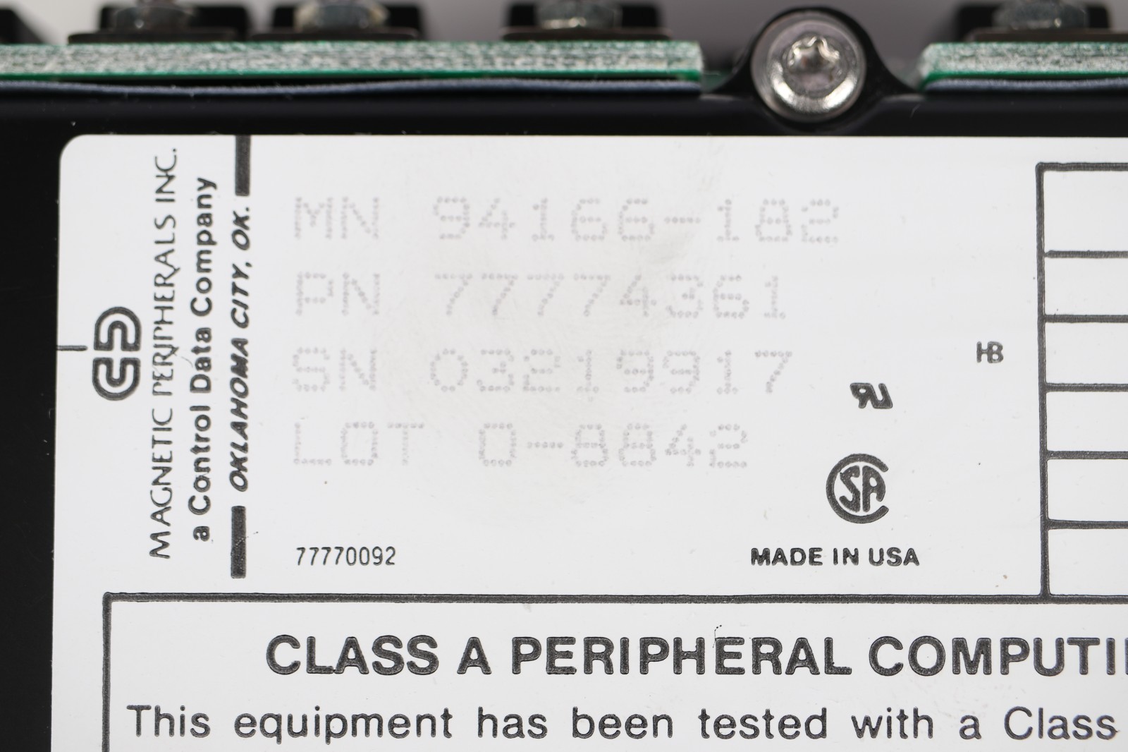 MAGNETIC PERIPHERAL 94166-182 77774361 (COMPUTING DEVICE) – 6 months warranty