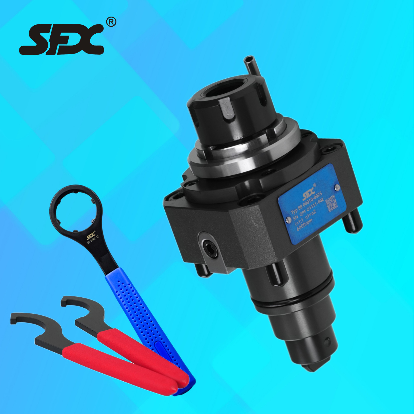 SFX BMT45-0°-ER25 Driven Tool Holder CNC Power Lathe Tool for Turn-Mill Machines