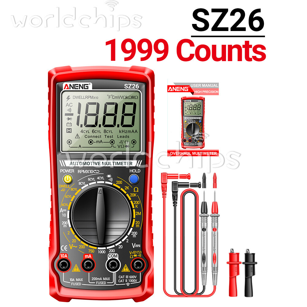 SZ26 Digital Multimeter 0-1000V 1999 Count AC/DC Car Overhaul Diode Resistance