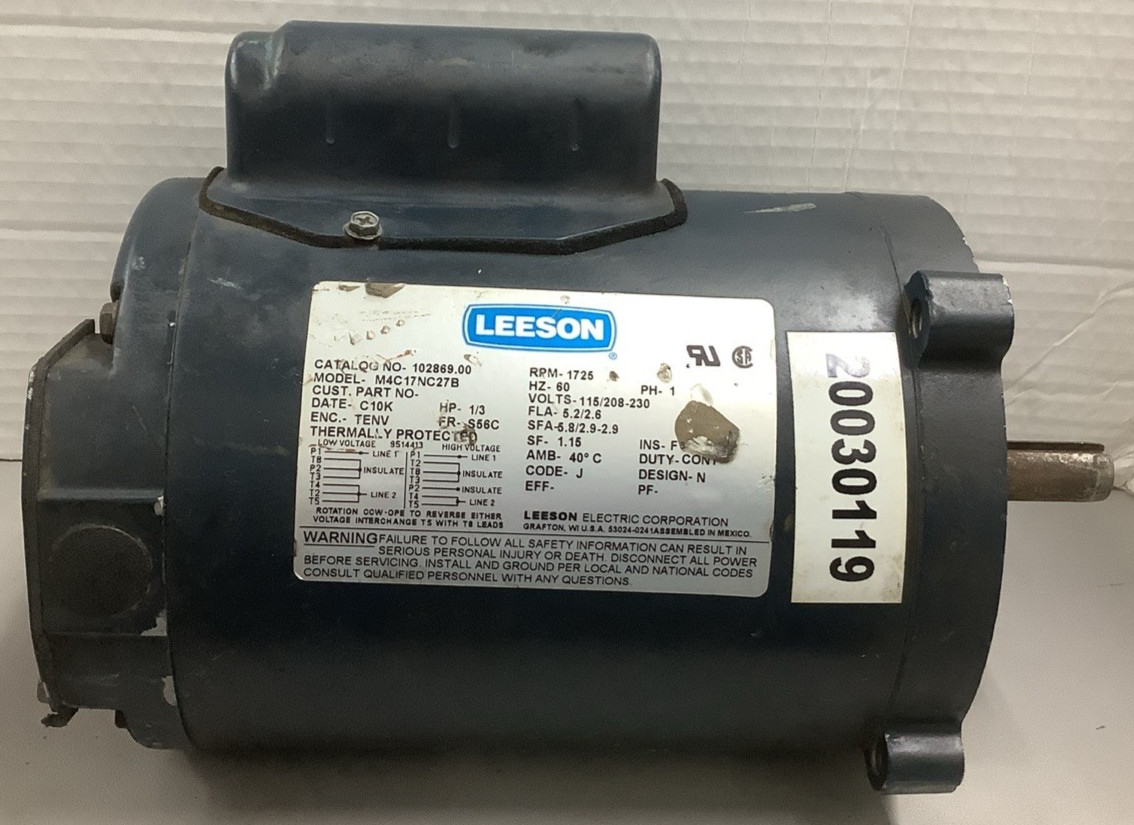 Leeson 102869.00 1/3HP 1725RPM 115/208-230V AC General Purpose Motor (R64)