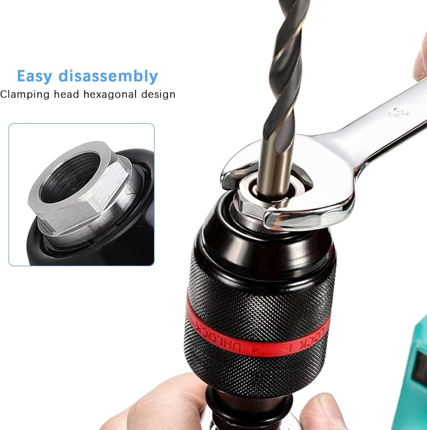 13mm Keyless Drill Chuck Metal Heavy Duty 1/2»-20UNF with SDS-Plus/Hex Shank I
