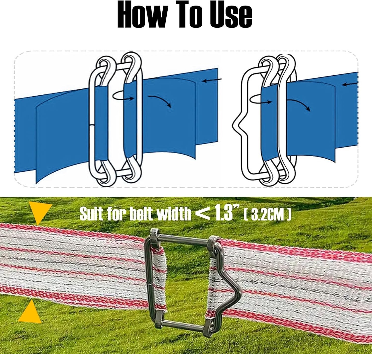 Electric Fence Poly Tape Splicer, Polytape Buckle, Polytape Connectors (10 Pack)
