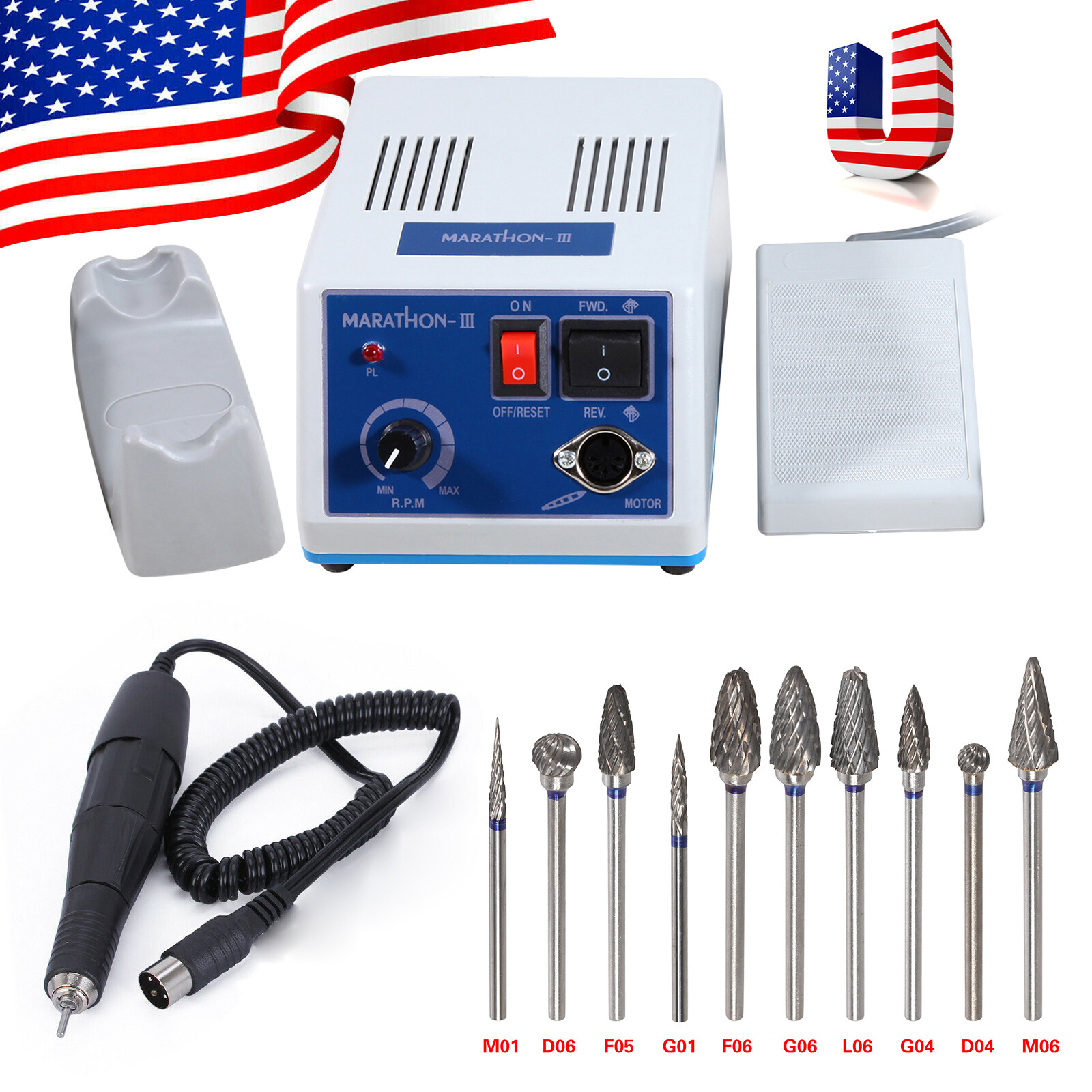 Dental Lab Electric Micromotor Polishing Unit/35K rpm Handpiece fit for Marathon