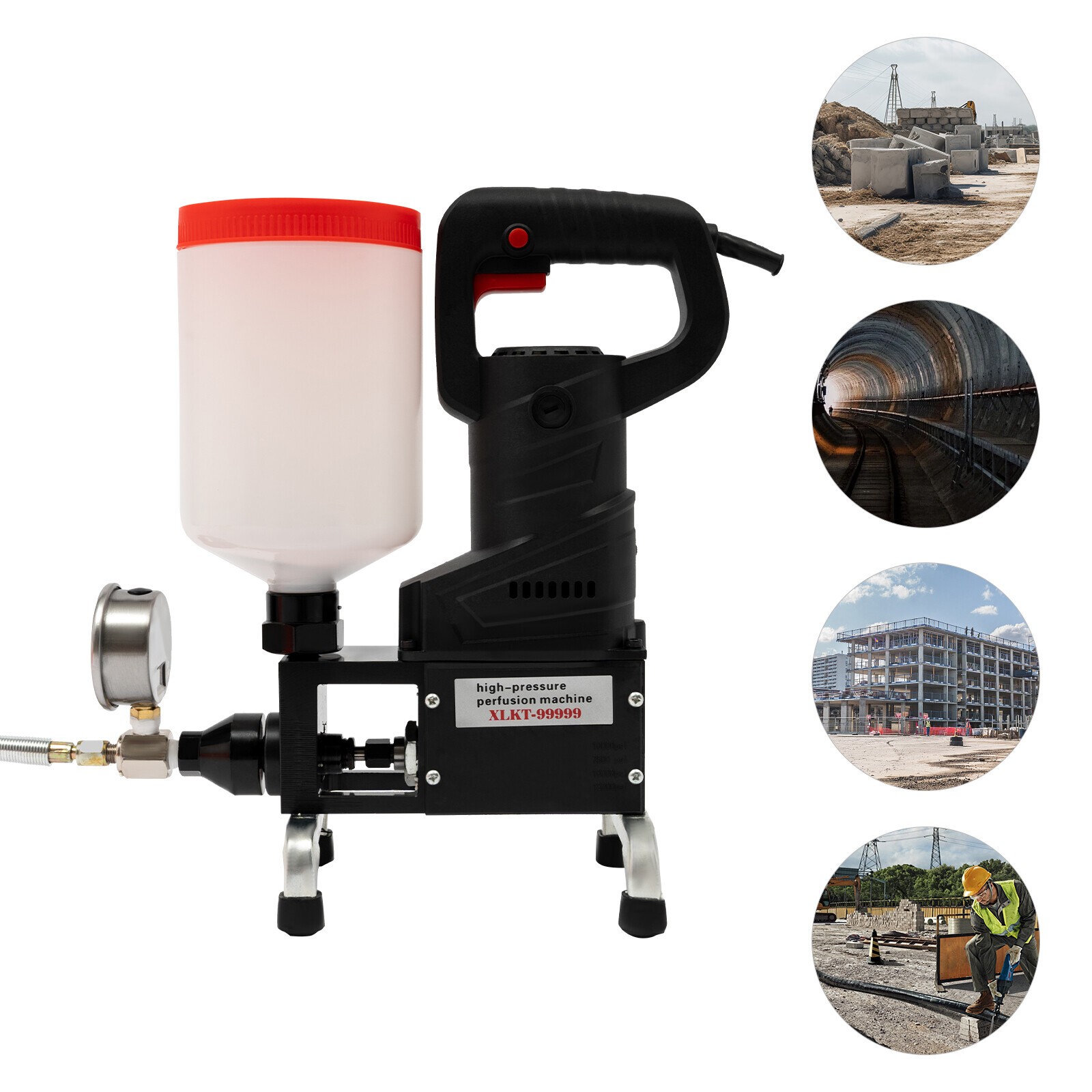 0-10000PSI Electric Grouting Machine High Pressure Grouting Injection Pump 1100W